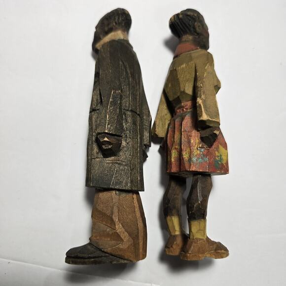 Adrian R. Woodall Hand Carved Wood Female Male Figurines Folk Art Vtg Signed - Picture 5 of 16